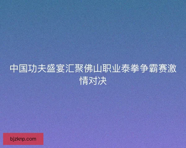 中国功夫盛宴汇聚佛山职业泰拳争霸赛激情对决